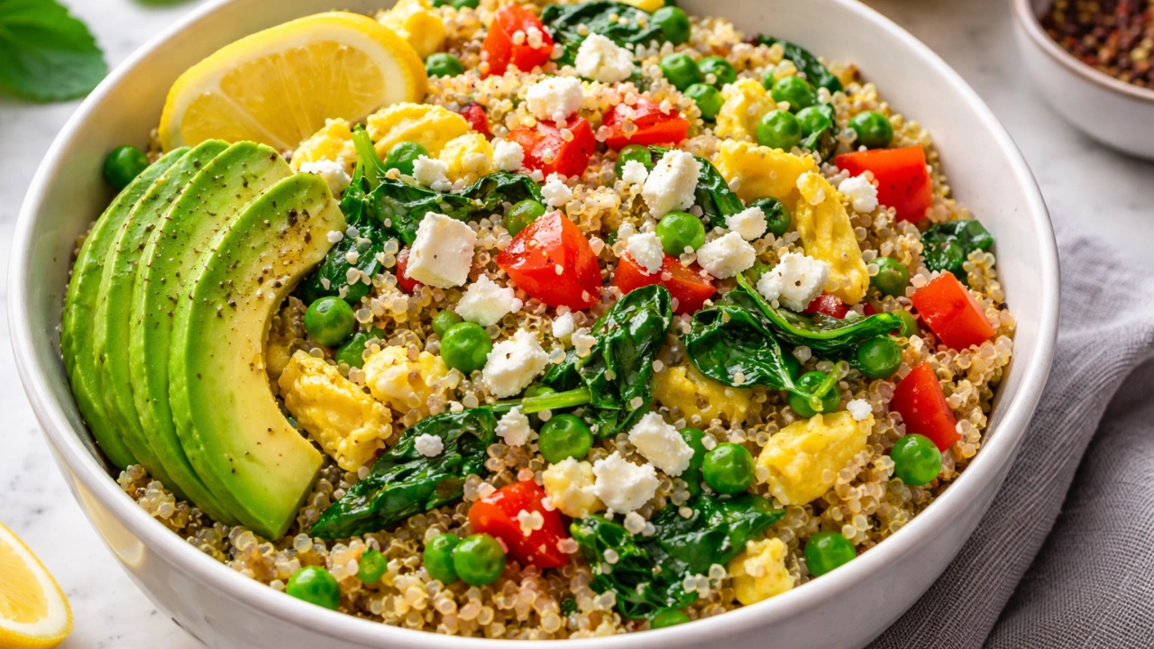 Receta de Quinoa Salada en 15 Minutos con Huevos y Espinaca Fácil y Saludable