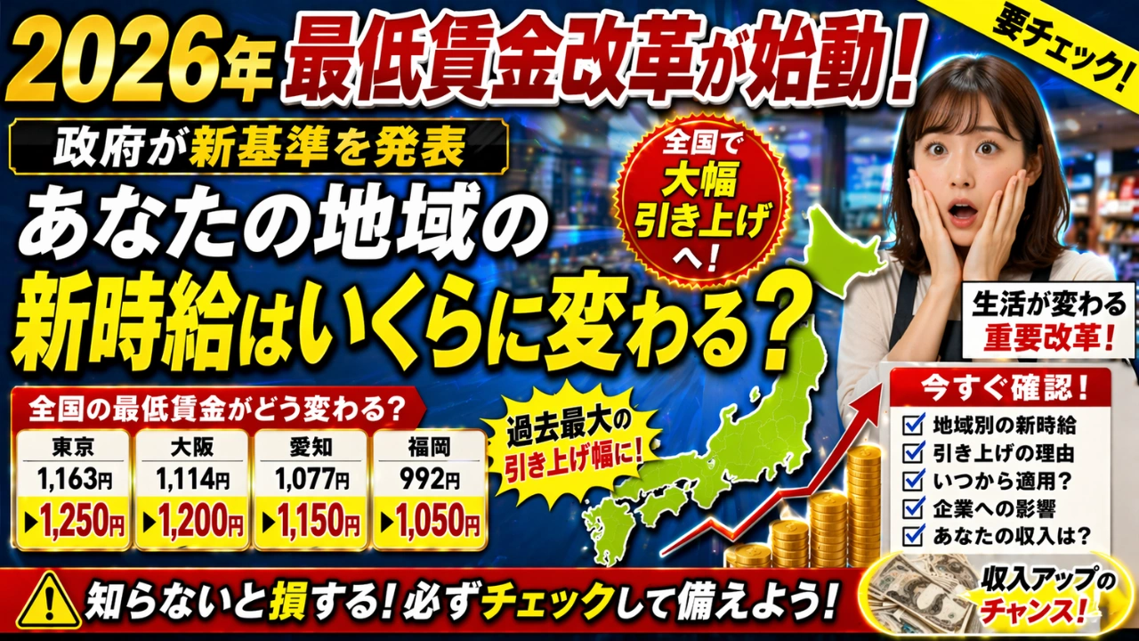 2026年最低賃金改革が始動｜あなたの地域の新時給はいくらに変わる？