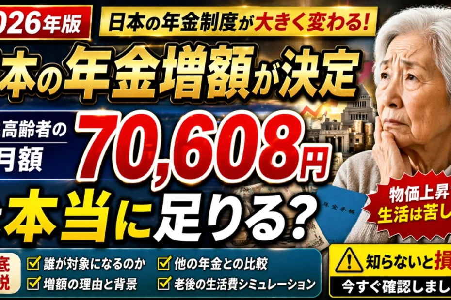 2026年版 日本の年金増額が決定｜対象高齢者の月額70,608円は本当に足りる