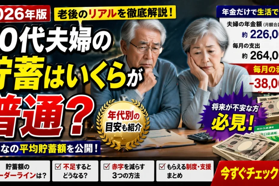 2026年版｜70代夫婦の貯蓄はいくらが普通？年金額と毎月の赤字の実態を解説