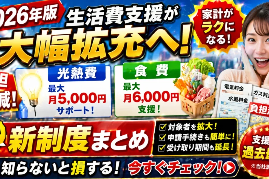 2026年版｜生活費支援が大幅拡充へ！光熱費・食費を抑える新制度まとめ