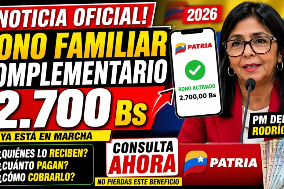 Bono Familiar Complementario 2026 - Guía Completa sobre Beneficiarios, Montos y Cómo Cobrar