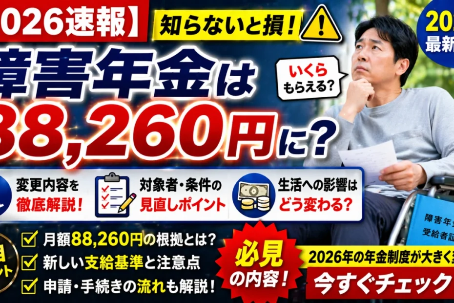 【2026速報】障害年金は月額88,260円に？変更内容と影響をわかりやすく整理